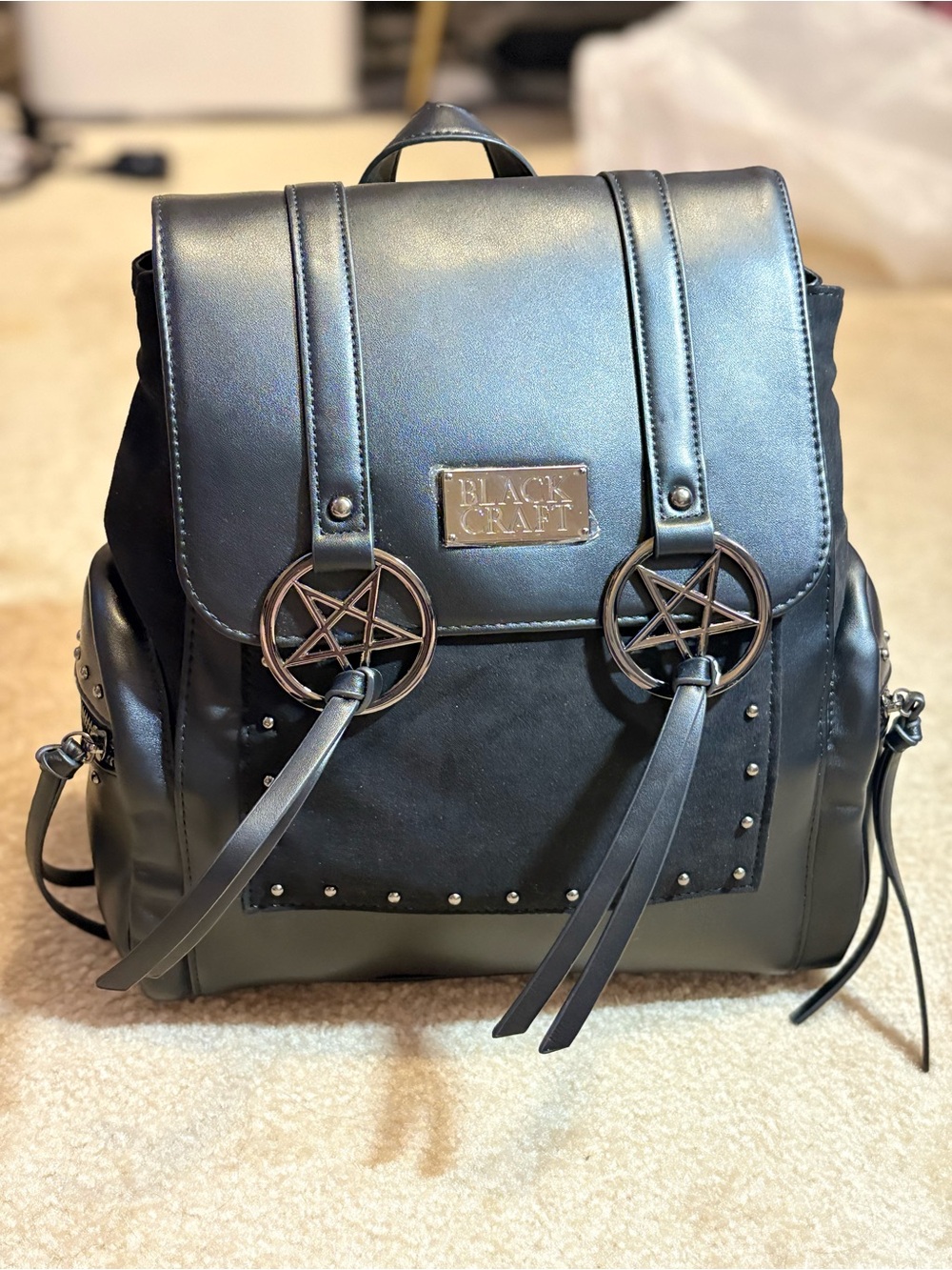 Black Craft Pentagram Messenger Backpack